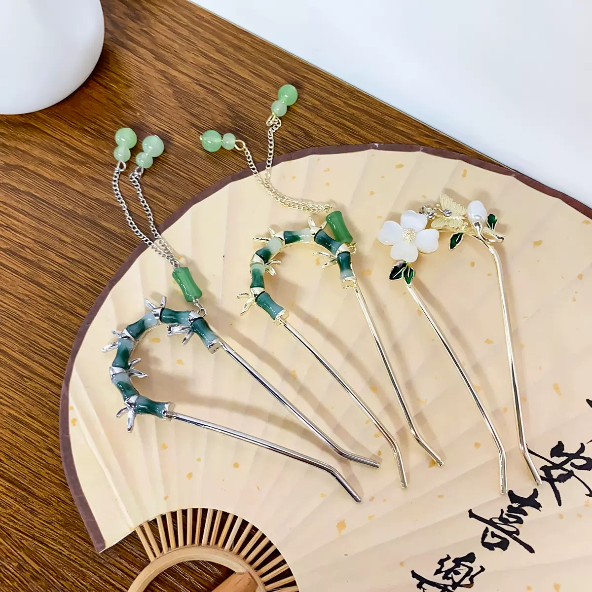 柏菲雅国风优雅合金竹节发簪时尚高级感唯美U型发夹盘发发钗插针