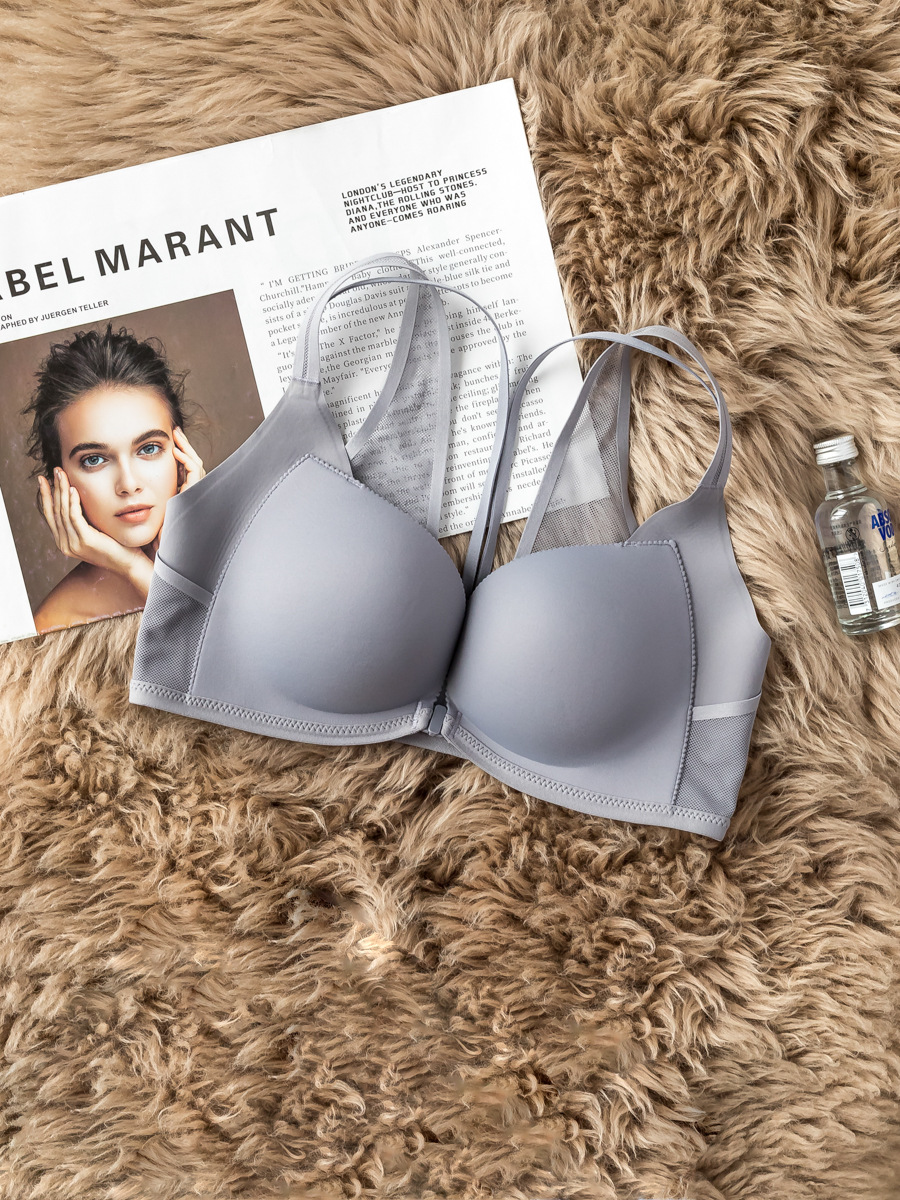 Sexy hebilla frontal ropa interior inalámbrica belleza de las mujeres espalda pequeño pecho push up soporte superior pecho grande sujetador traje 6336