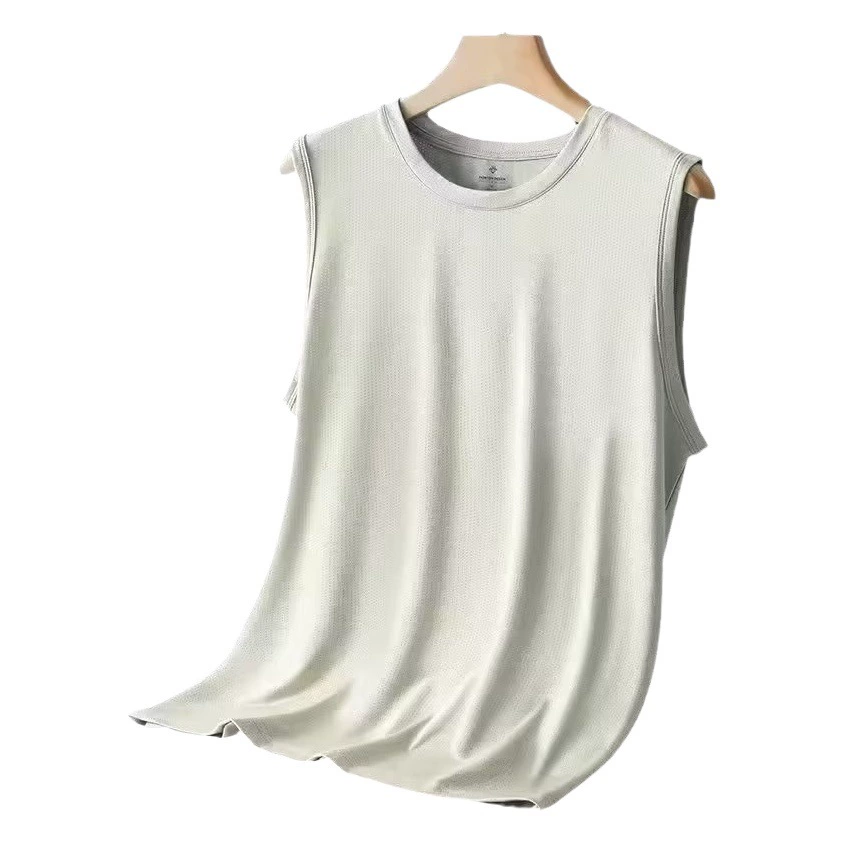 Фабрика прямых продаж 2024 новый летний тонкий дышащий быстрый сухой сетчатый ледяной шелк спортивный повседневный однотонный жилет мужской