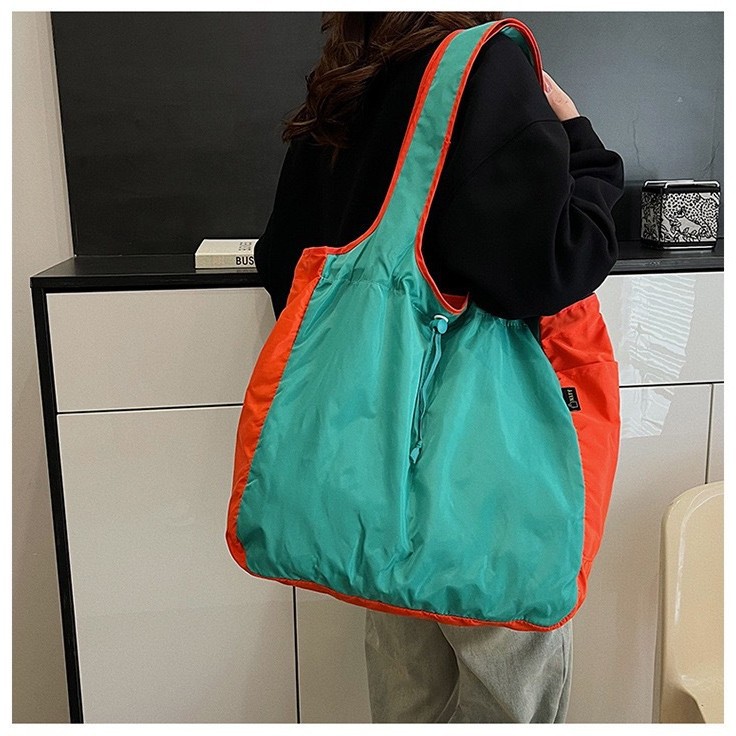 국경 간 한국어 버전 접이식 쇼핑백 대용량 저장 가방 방수 슈퍼마켓 휴대용 토트 백 친환경 천 가방 재고 있음