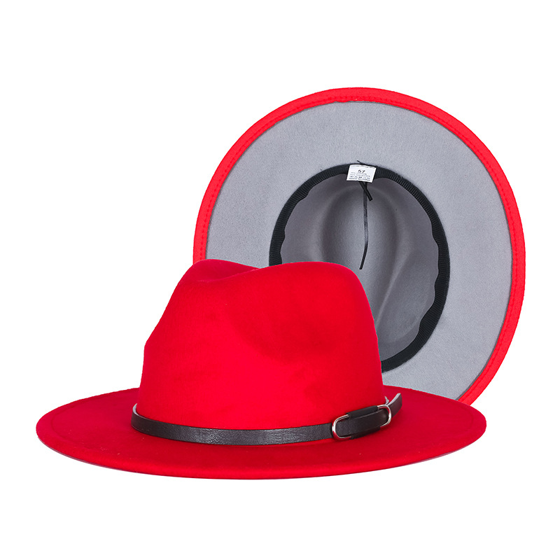 Sombrero de copa otoño e invierno europeo y americano británico contraste color moda Jazz sombrero simple popular color a juego fábrica personalización al por mayor