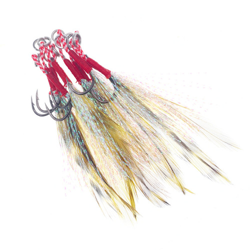 Exquisite hand-tied iron hook with feather reinforcement, exquisite tail feather Iseni hook-shaped lure fish hook, iron hook