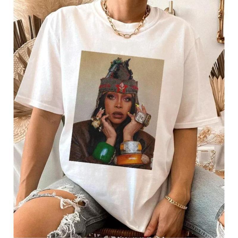 [Cross-Border European Code] Mens Shirts Vintage Erykah Badu Country Music