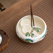 白瓷羊脂玉大茶洗废水缸龙腾四海家用陶瓷功夫茶具茶渣缸笔洗水盂