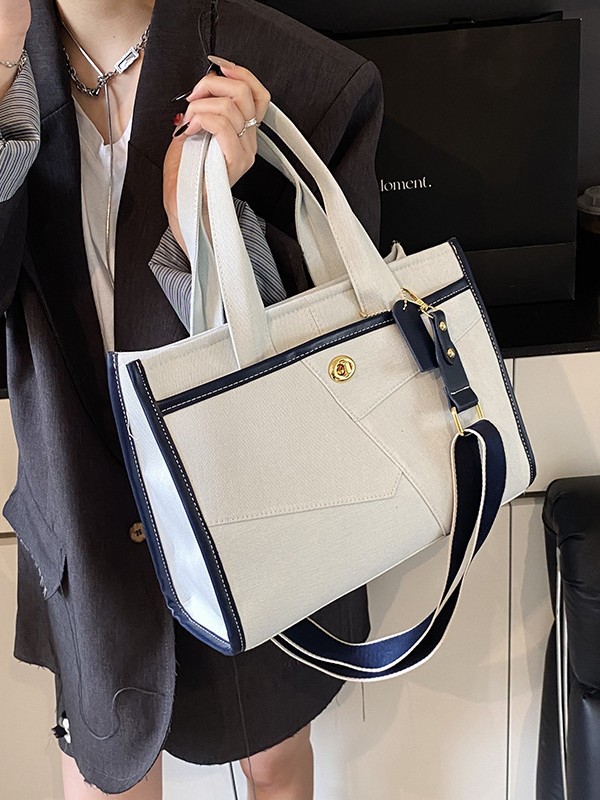 Bolsos para mujer 2025 nuevo estilo transfronterizo de mezclilla costura de contraste de color bolso portátil portátil bolso de mensajero de hombro de viaje de ocio