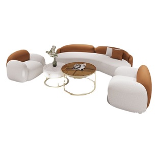 Hotel Light Luxury Curved Sofa Combination Modern Simple Office Sofa Clothing Store Designer Internet Celebrity Small Sofa