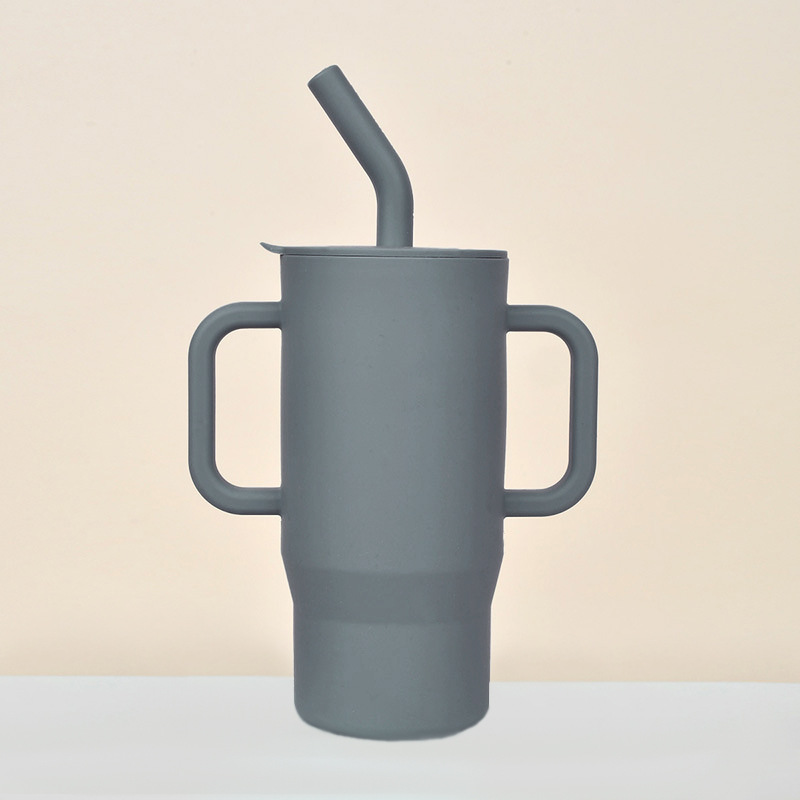 Tazas de silicona transfronterizas para niños más de 6 meses, tazas de boca de pato para bebés, tazas de paja resistentes a la asfixia, venta directa de fabricantes