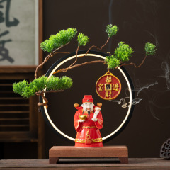 led燈圈倒流香爐擺件招財進寶財神爺展示台客廳裝飾開業送禮