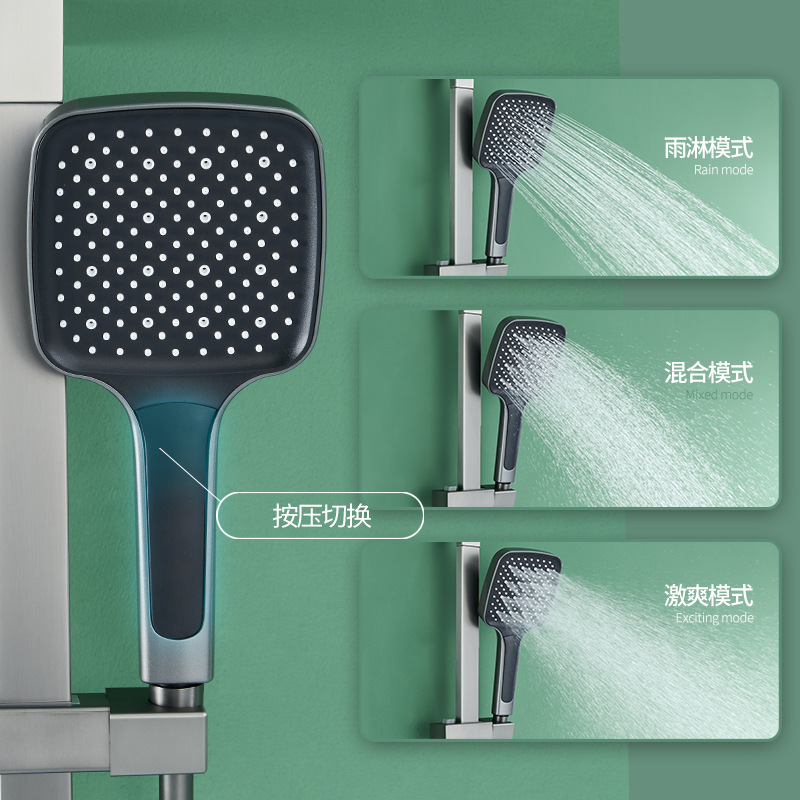 Pistola de baño uno por uno, juego de ducha de latón dividido simple gris, teclas de piano, baño, baño, ducha