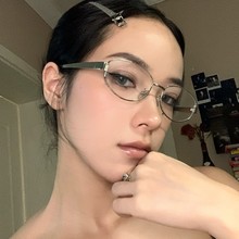 方圆脸适合的眼镜纯欲素颜复古椭圆猫眼小框近视眼睛可配度数女潮