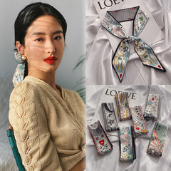 Tarot card small silk scarf for women, spring and autumn decorative scarf, long hair tie, European and American versatile tie bag handle streamer