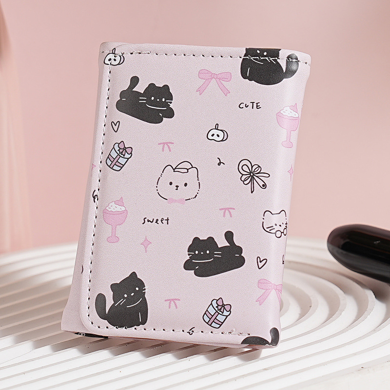 Cartoon cartera de cambio impresa encantadora multifuncional 2 - en - 1 cartera cartera de comercio exterior cartera de tarjetas de tres plegables