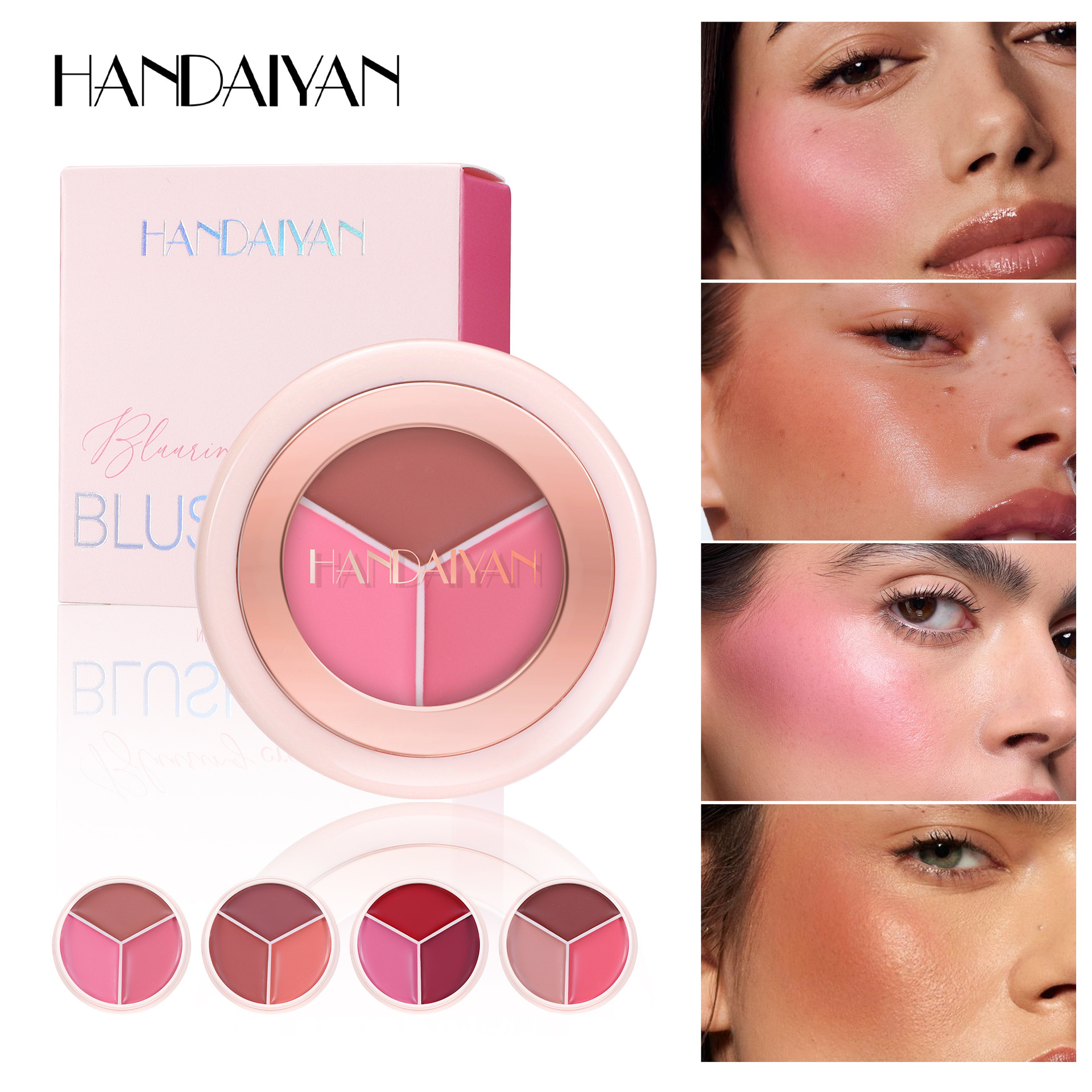 Blush transfronterizo natural mate impermeable blush barro HANDAIYAN blush crema carmín blush