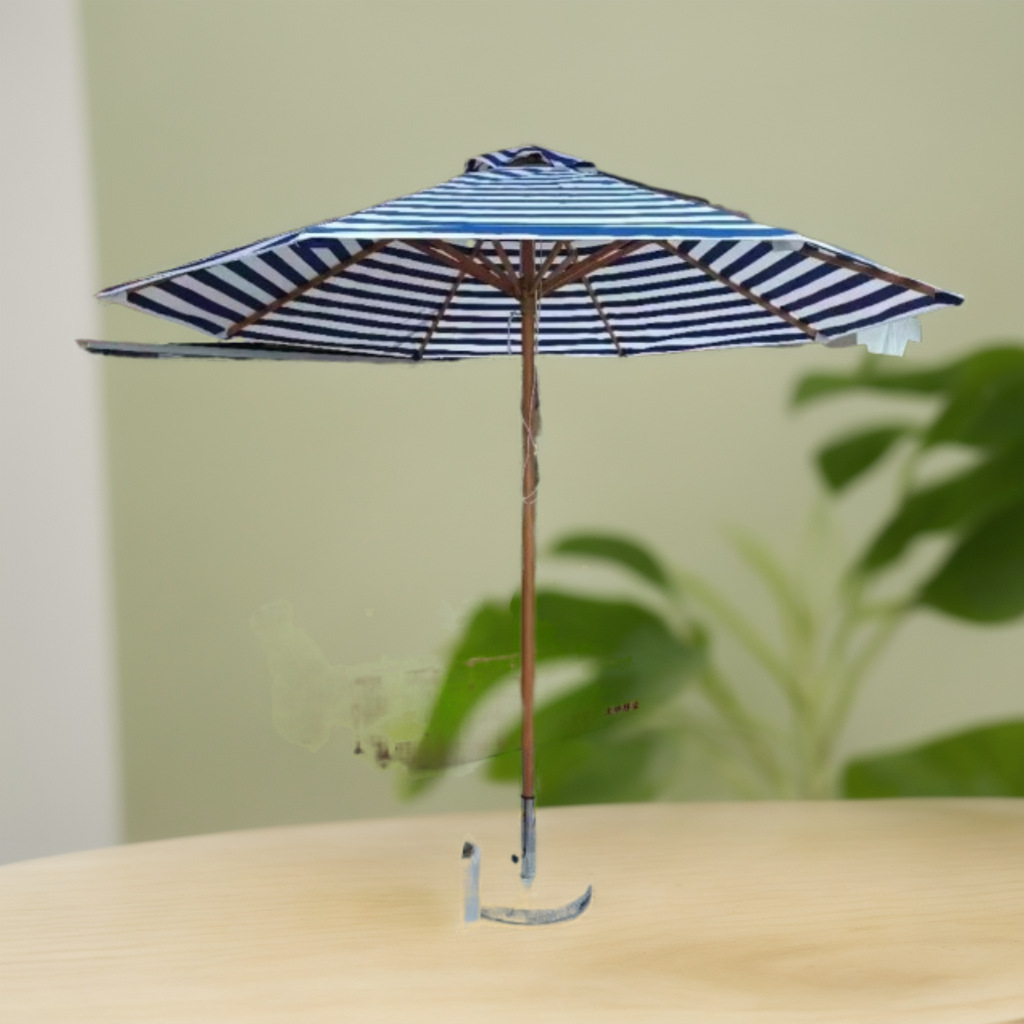 网红条纹户外中柱遮阳伞 3米沙滩中柱伞仿木纹庭院露台太阳伞摆摊