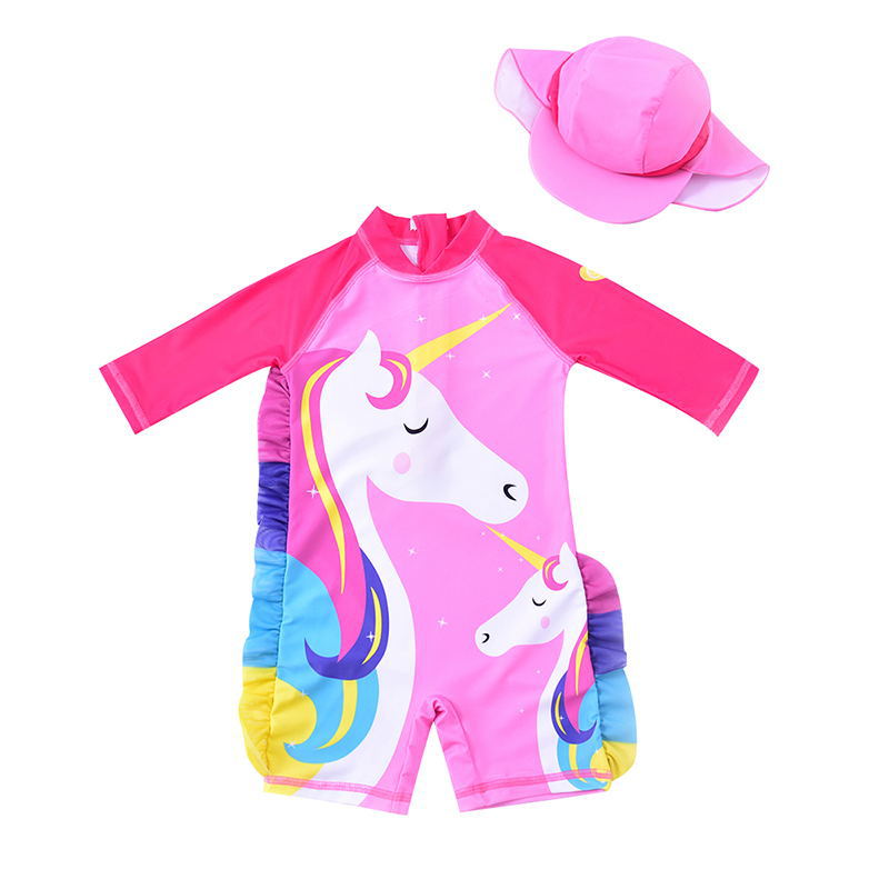 Children's cute fuchsia swimwear