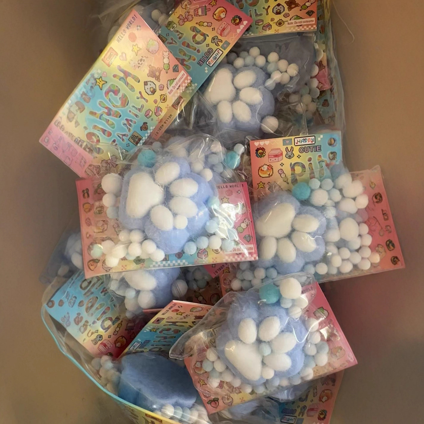 Large flocked cat paw - (blue)