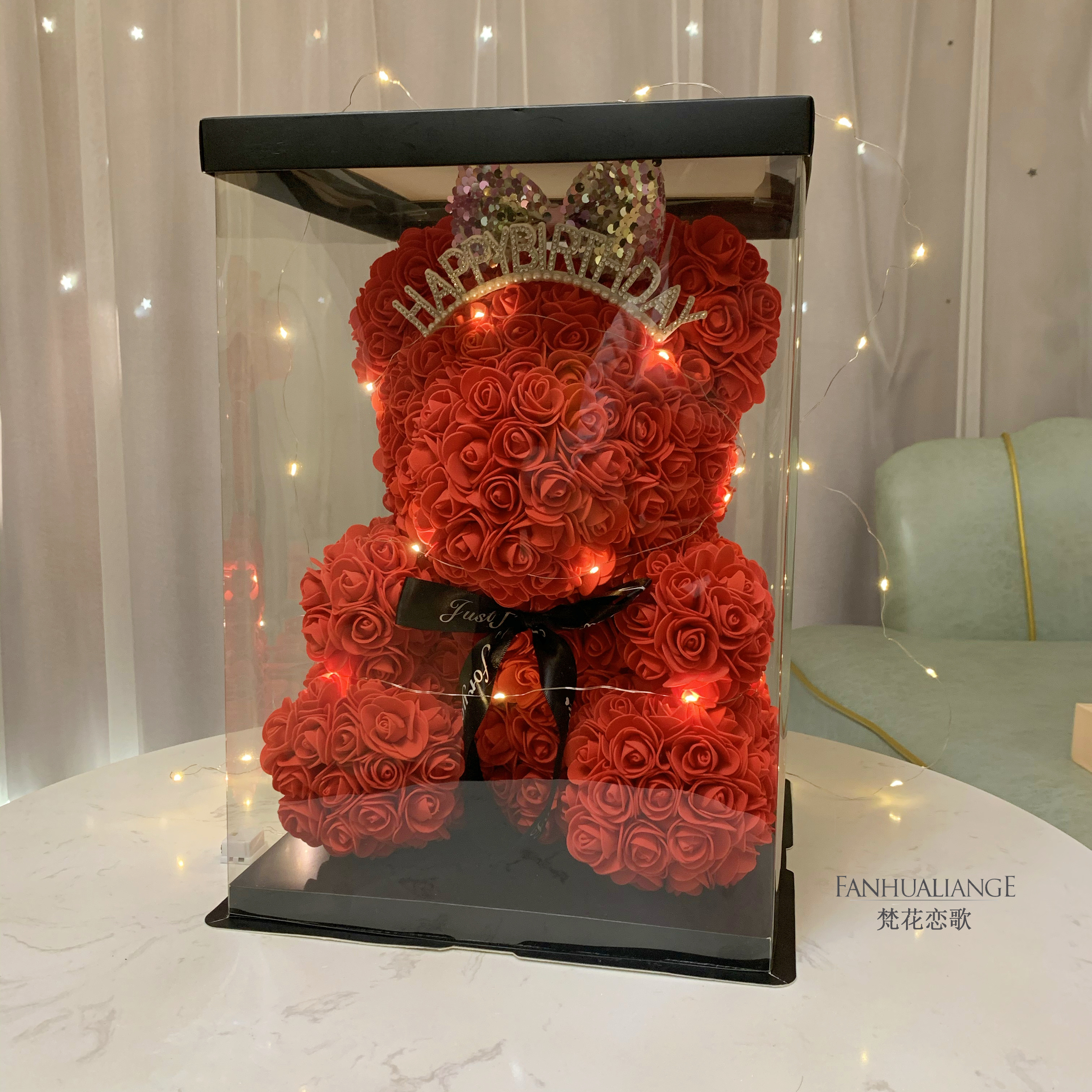 Unicornio flor inmortal rosa ramo caja de regalo de regalo para el día de San Valentín para la novia esposa y amiga