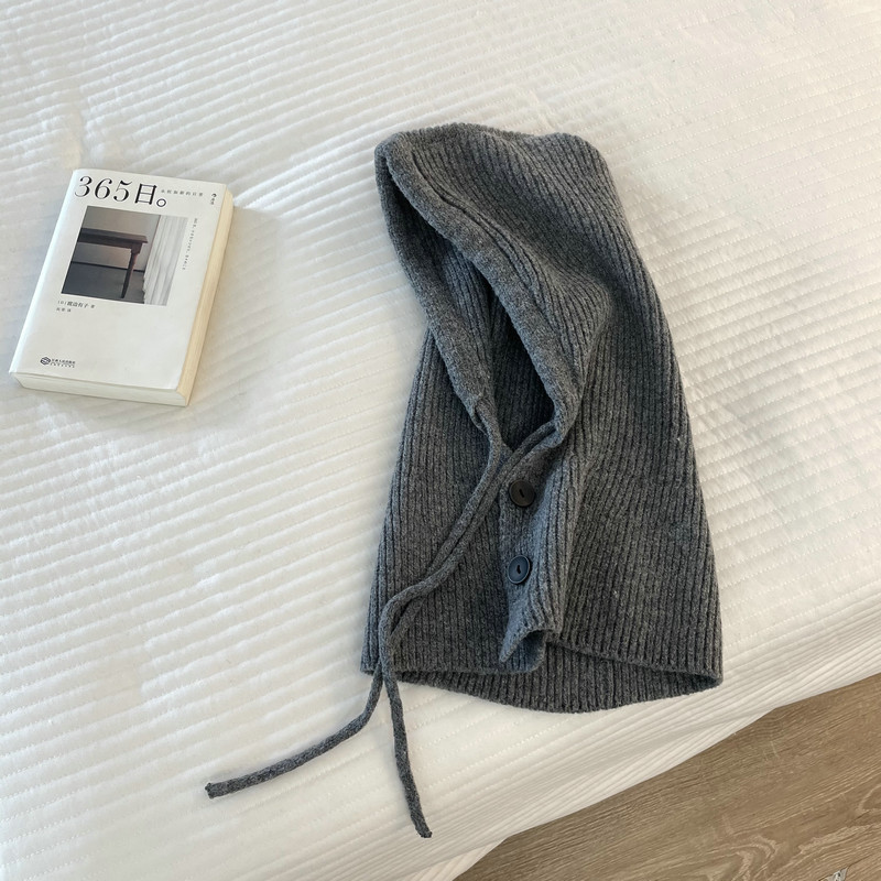 161g Weight Wool Cap Hats Type Holiday, Daily Occasion yarn, Polyester Material Solid Color Pattern Autumn&Winter Season Women's Gender Simple Style, Classic Style Style Eaveless Rim Balaclava Women's  Winter Warm Hat Scarf Integrated Knitted Earflaps Woolen Cap High Sense 10