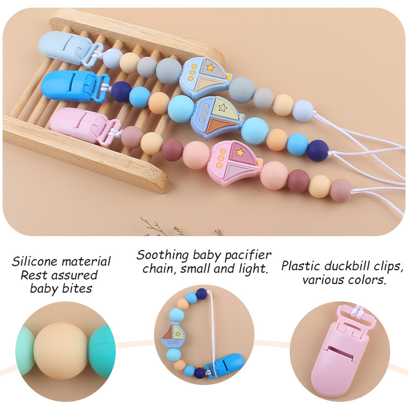 Suministros para bebés chupete Cadena de dibujos animados creativa vela mordedura de silicona cadena anti-gota molar Nuevo