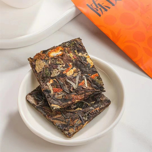 Chenpi white tea Fuding white tea Xinhui Chenpi small square pieces Shoumei compressed jujube fragrance Gongmei old white tea biscuits tea
