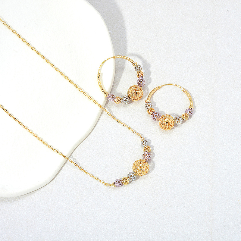Earrings + Necklace Quantity Brass Plating Color Block Jewelry Set