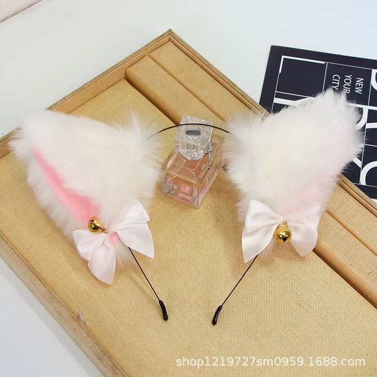 Cat Ear Headband, Feminine Headwear, Cat Headband with Bells, Plush Lace Live Streaming Props, Atmosphere Hairpin, Hair Accessory