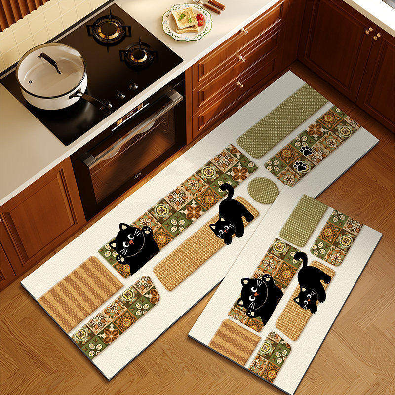 American retro cocina alfombra de suelo de absorción de agua alfombra de suelo de puerta de aceite dos piezas conjuntos de alfombra antideslizante resistente al desgaste fácil de cuidar