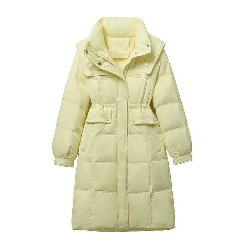 Thickened Slimming Look Slim Jacket 2025 down Jacket Women's Mid-Length Korean Style Waist New Winter Fashion Navy Collar