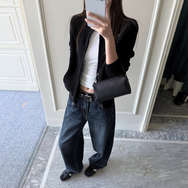 4Pril Retro Dark Blue Jeans for Women, Autumn and Winter American Style Loose Straight Wide-Leg Pants, Relaxed Low-Waist Long Pants