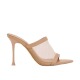 ZA2024 Summer New Women's Shoes with Pointed Head, Light Beige Mesh Fabric, Muller style Slim Heel High Heel Sandals