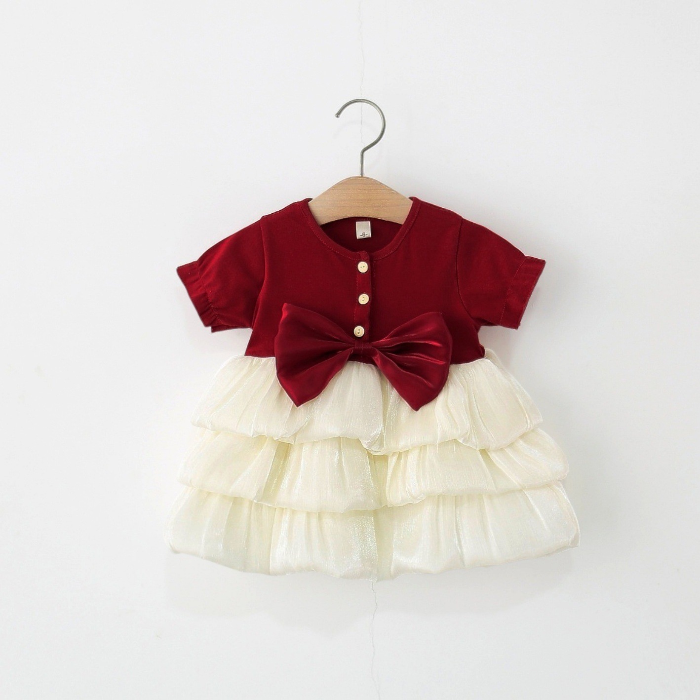 White, with short sleeve