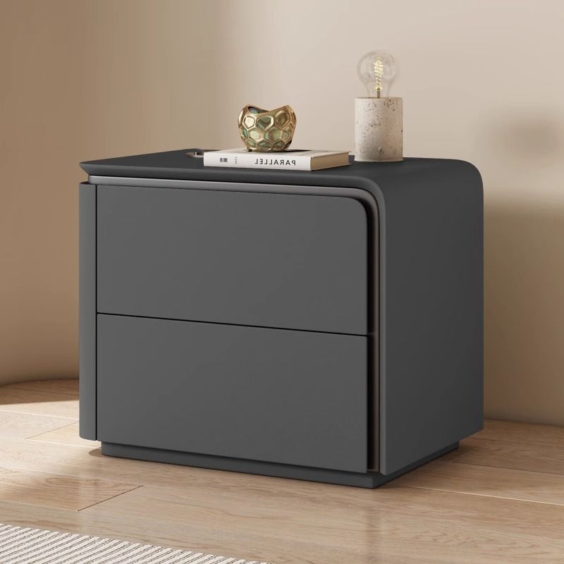 Moderno simple crema madera maciza pequeña mesilla de cama de cuero dormitorio de alta calidad nuevo almacenamiento de almacenamiento completo