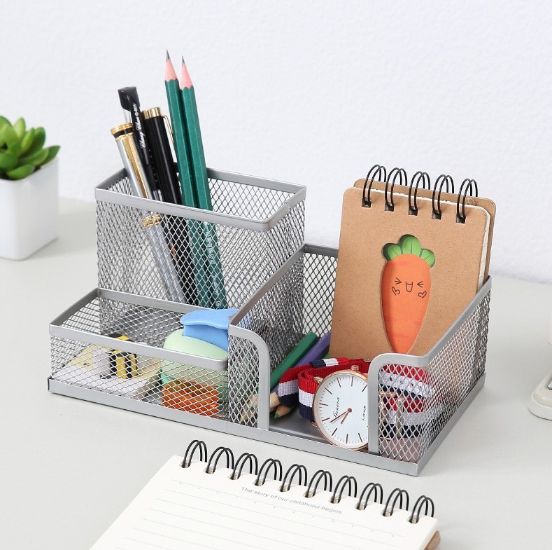 3 칸 펜 홀더 실버