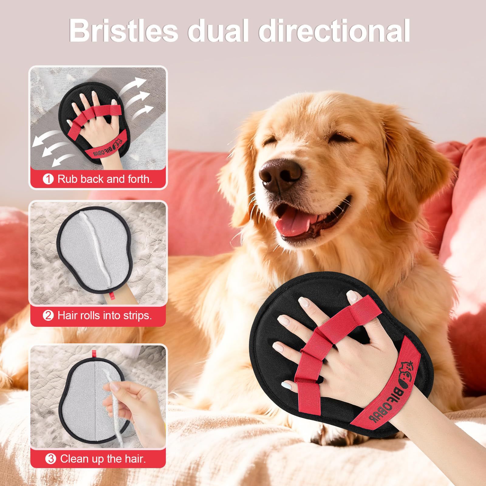 Guantes de depilación estática transfronteriza para mascotas cepillo bidireccional de pelo pegajoso depilación artefacto limpio guantes de pelo de gato limpio pelo de gato