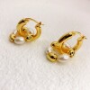 Removable golden brass earrings from pearl, material, 18 carat