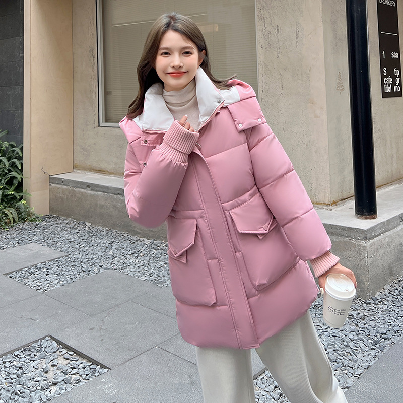 Mujeres de algodón coreano de estilo largo invierno 2025 moda universal calentamiento suelto chaqueta de algodón grueso abrigo de algodón image 2