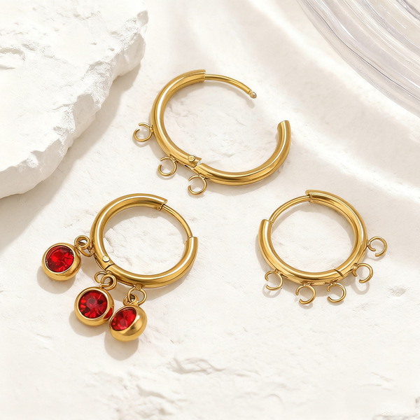 golden design earrings stainless steel