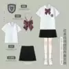 Mini-skirt, bow tie, badge, with short sleeve, JK style (Japanese school style)