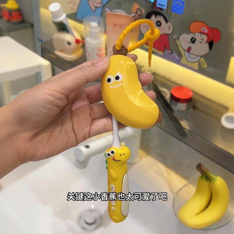 Funda protectora de cabezal de cepillo de dientes transfronterizo, caja de pasta de dientes, almacenamiento de cepillo de dientes portátil de plátano, cubierta antipolvo, cubierta eléctrica de cepillo de dientes de viaje