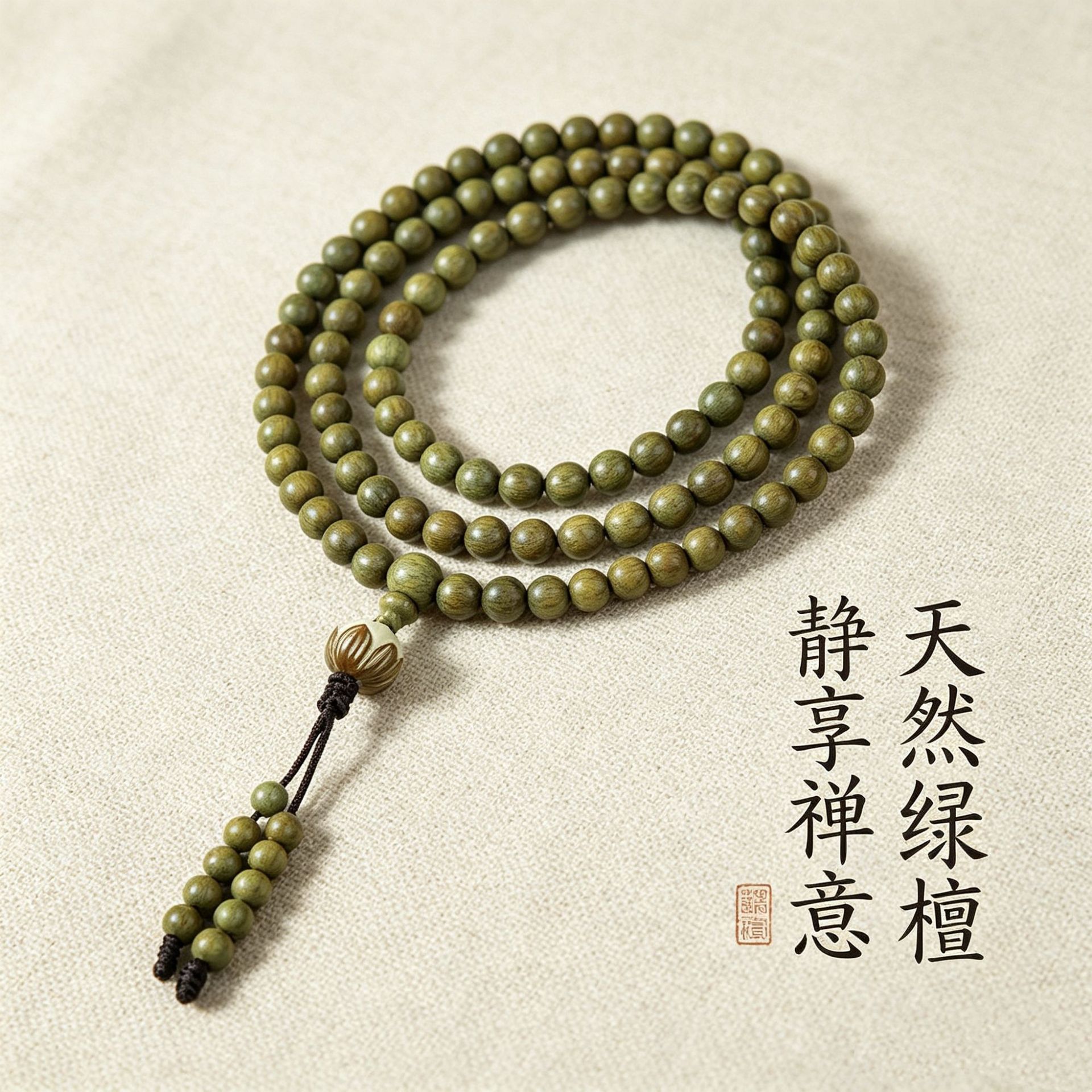 绿檀6mm108颗雕刻莲花款 / 标准