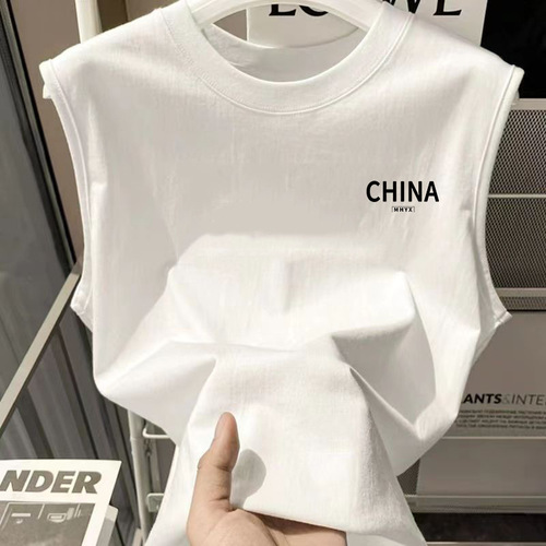 American-style sleeveless backless vest for men, summer trend brand, cool and casual, loose fit, basketball fitness sports t-shirt for boys with letters