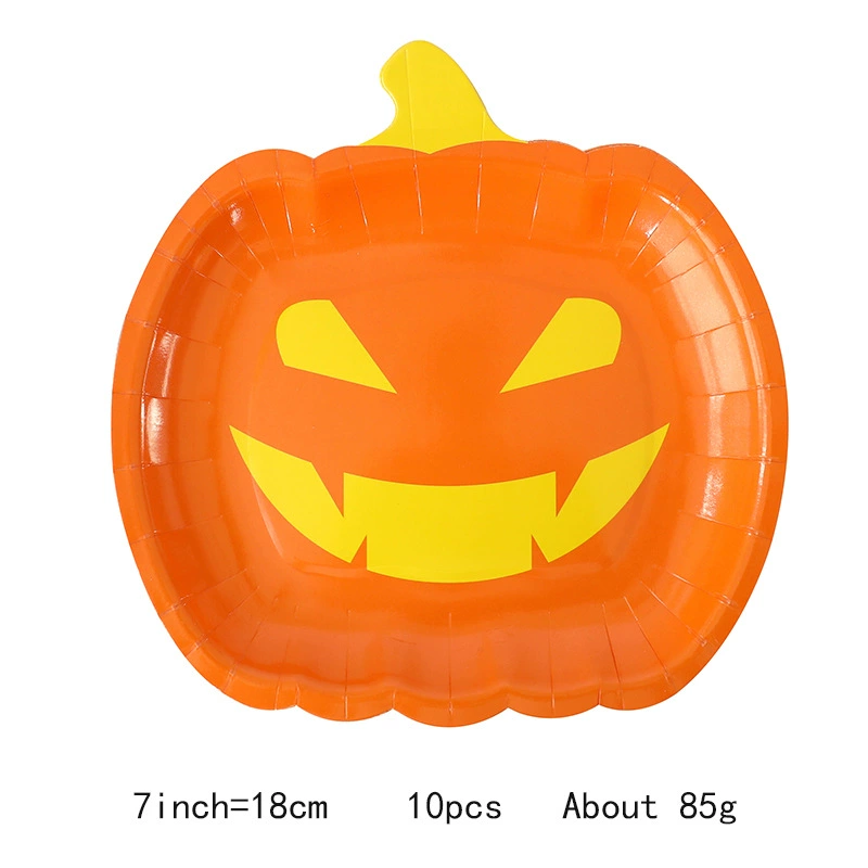 2024 новый Halloween украшение призрак вечеринка тыква призрак лицо бумажная тарелка для стола одноразовые посуды для сервировки