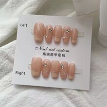 纯欲温柔清新堆堆钻手工穿戴甲秋冬新款新娘气质光疗美甲贴片轻奢