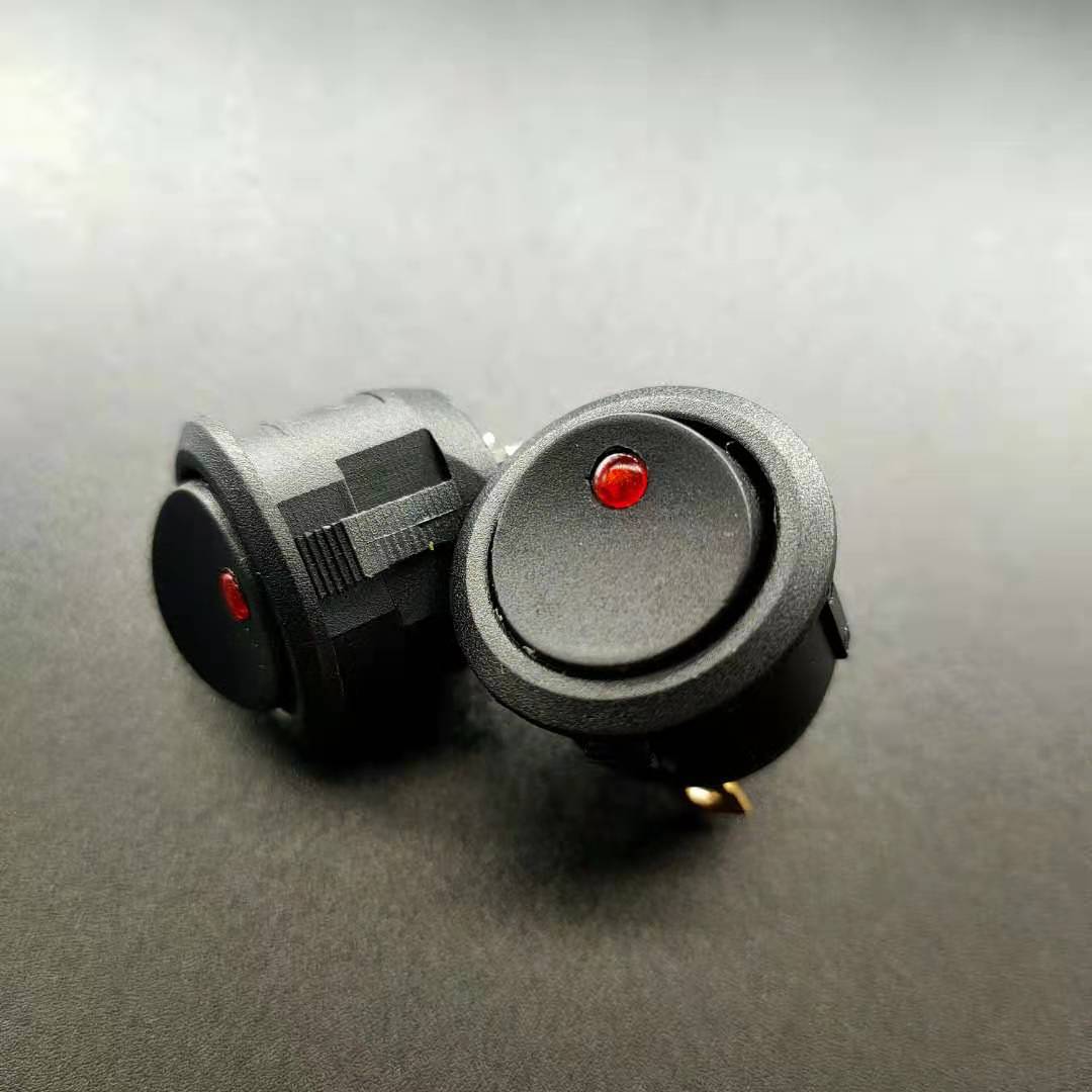 船型开关20MM圆形三脚带灯猫眼23MM安装口径全圆带灯猫眼开关