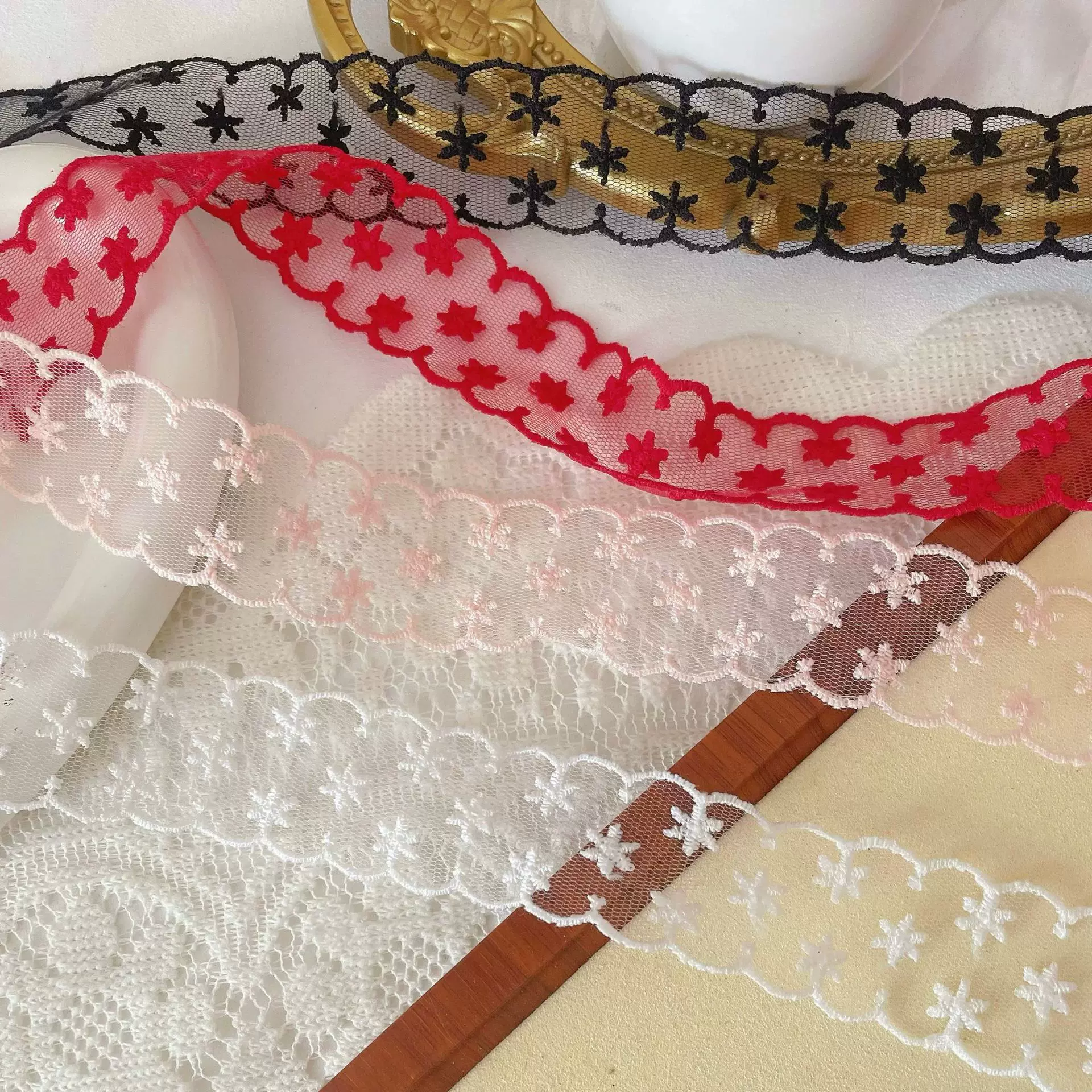 波浪边刺绣网纱花边网纱条码蕾丝领口袖口鞋帽洛丽塔裙手工辅料