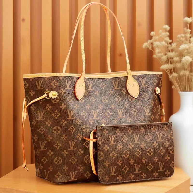 跨境 芯片版 原标 L neverfull 购物袋 V 大容量 托特包 真皮女包|undefined