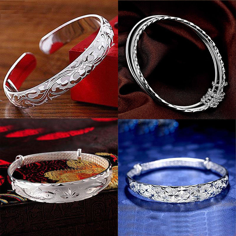Retro Ethnic Style Silver-Plated Bracelet Miao Women's Car Flower Gypsophila Silver Bracelet Round Belly Silver Bracelet Factory Direct Sale Retro Ethnic Style Silver-Plated Bracelet Miao Women's Car Flower Gypsophila Silver Bracelet Round Belly Silver Bracelet Factory Direct Sale