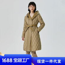 【粉丝福利】新品双材质拼接设计白鹅绒羽绒服女装中长款现货一件
