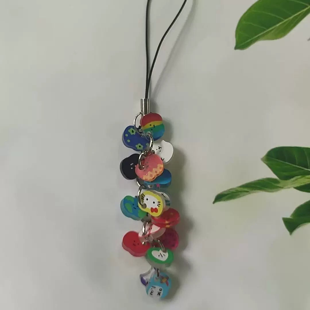 原创卡通手机链可爱简约红色苹果挂饰串珠装饰吊坠挂件串串手机链
