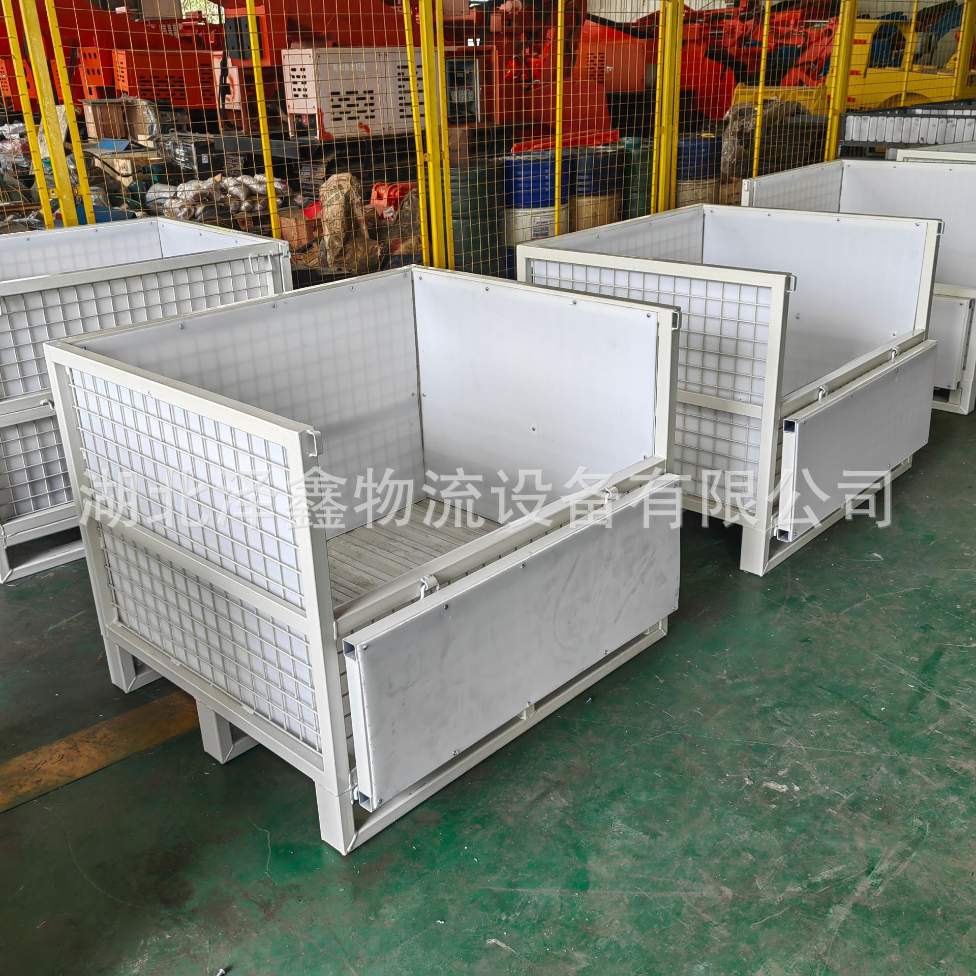 厂销循环使用灰白色铁皮箱 布匹长条货物零部件防护专用周转箱